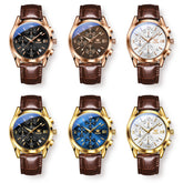 Fashion Sports Three Eyes Six Pins Waterproof Calendar Men's Watch